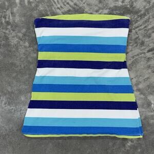 Y2K No Boundaries Thick Striped Tube Top Built In Bra 2000s Stretch Womens S 3/5